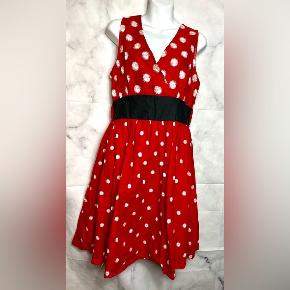 Vintage Disney Minnie Mouse Polka Dots Sleeveless Wrap Dress medium